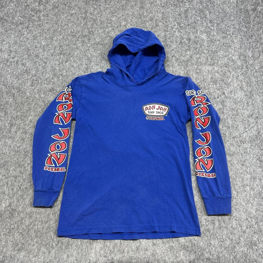Ron Jon Surf Shop Shirt Mens Small Blue Cozumel Long Sleeve Sweatshirt Hoodie